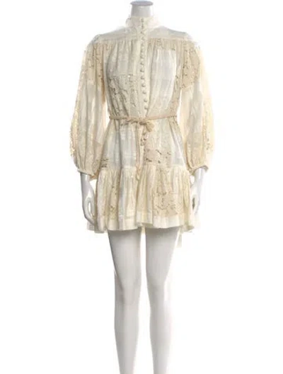 Pre-owned Zimmermann Printed Mini Dress In White