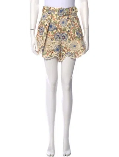 Pre-owned Zimmermann Printed Mini Shorts W/ Tags In Gray