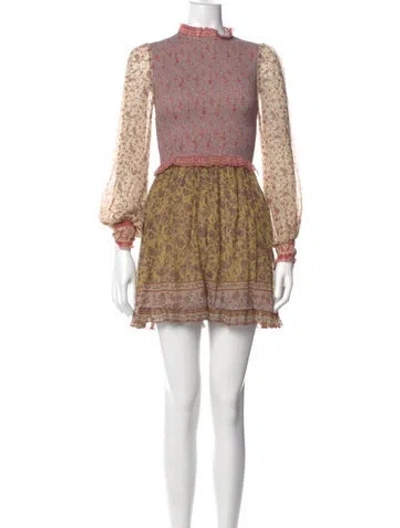 Pre-owned Zimmermann Printed Mock Neck Romper In Neutral