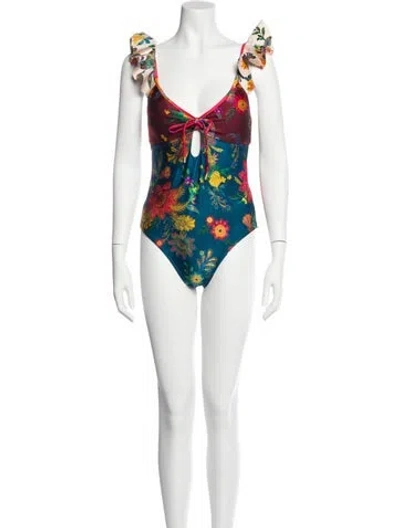 Pre-owned Zimmermann Printed One-piece In Green