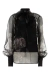 Zimmermann Hypnotic Floral Silk Organza Blouse In Black