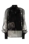 Zimmermann Hypnotic Floral Silk Organza Blouse In Black