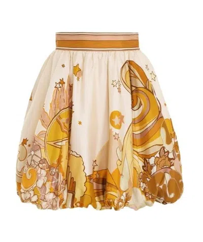 Zimmermann Printed Pattern Skirt In White