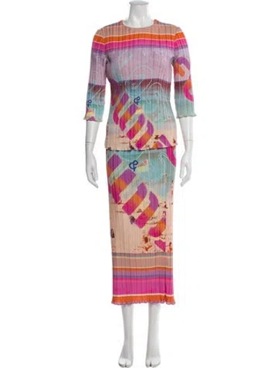 Pre-owned Zimmermann Printed Pleated Accents Skirt Set In Pink