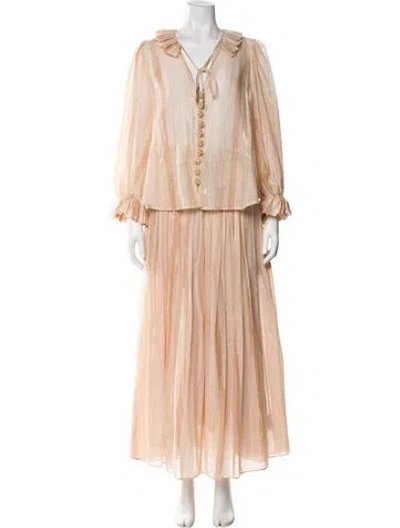 Pre-owned Zimmermann Printed Pleated Accents Skirt Suit