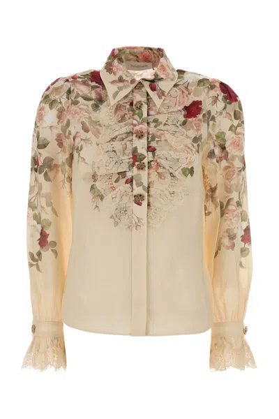 Zimmermann Printed Ramie Hypnotic Shirt In Neutral