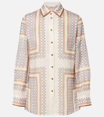 Zimmermann Printed Ramie Shirt In Neutral