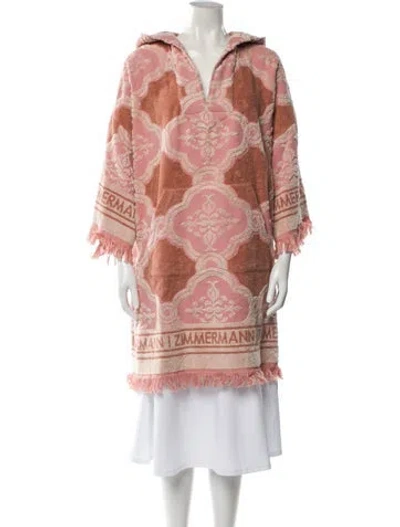 Pre-owned Zimmermann Printed Raw-edge Trim Cover-up In Pink