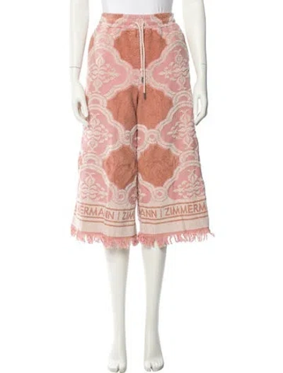 Pre-owned Zimmermann Printed Raw-edge Trim Sweatpants In Pink