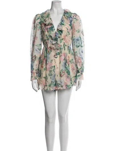 Pre-owned Zimmermann Printed Romper In Multi