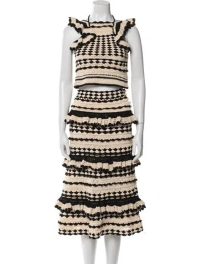 Pre-owned Zimmermann Printed Ruffle Embellishment Skirt Set In Neutral