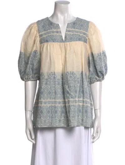 Pre-owned Zimmermann Printed Scoop Neck Blouse In Neutral