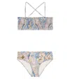 Zimmermann Printed Shirred Bikini In Multi