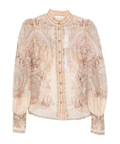 Zimmermann Ascent Printed Puff-sleeve Blouse In Multi