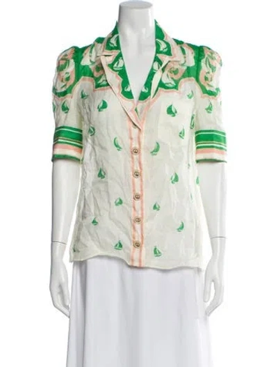 Pre-owned Zimmermann Printed Short Sleeve Blouse In Multi