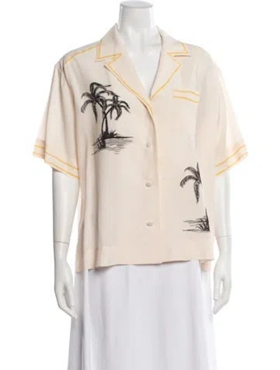 Pre-owned Zimmermann Printed Short Sleeve Blouse In Neutral