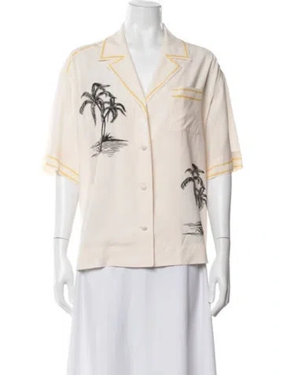 Pre-owned Zimmermann Printed Short Sleeve Blouse In Neutrals