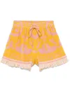 Zimmermann Wylie Frayed Cotton-terry Jacquard Shorts In Yellow