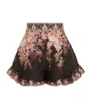 Zimmermann Womens Black Floral Illuminate Flutter Floral-print Silk And Cotton-blend Shorts Xs In Black