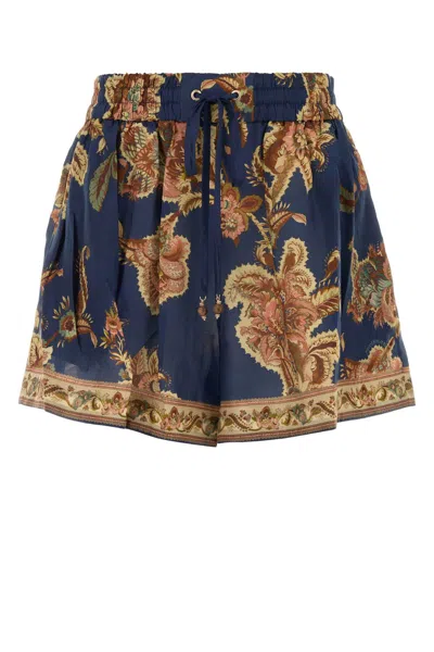Zimmermann Printed Silk Aster Mini Shorts