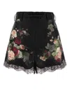Zimmermann Belted Lace-trimmed Floral-print Silk And Cotton-blend Twill Shorts In Black