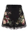 Zimmermann Belted Lace-trimmed Floral-print Silk And Cotton-blend Twill Shorts In White