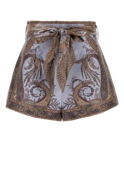 ZIMMERMANN ZIMMERMANN PRINTED SILK BLEND HYPNOTIC SHORTS