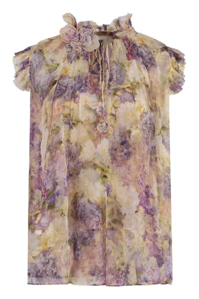 Zimmermann Printed Silk Blouse In Multicolor