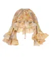 Zimmermann Printed Silk Crop-top In Brown