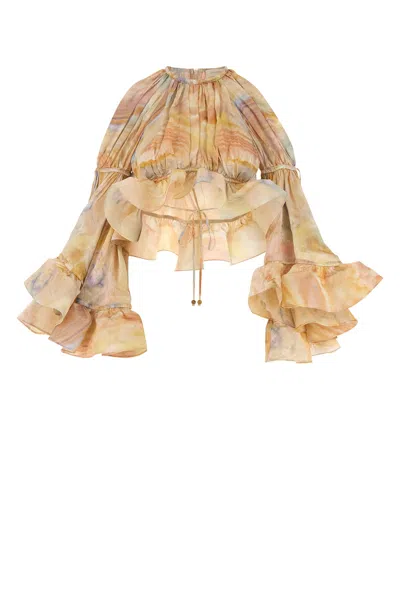 ZIMMERMANN CROP-TOP IN SETA STAMPATA  DONNA