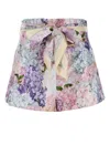 Zimmermann Dawning Printed Silk Flat Front Shorts In Multihydrangea