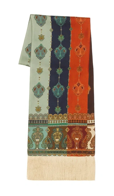 Zimmermann Printed Silk Fringe Neck Scarf In Prism Stripe