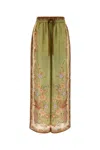 Zimmermann Womens Khaki Scarf Floral Indra Wide-leg Silk Trousers In Multi