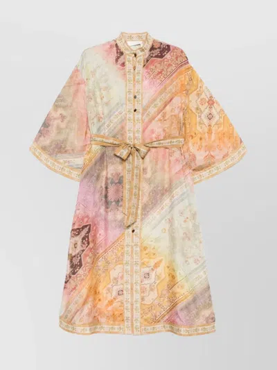 Zimmermann Tallow Midi Shirt Dress In Multicolor