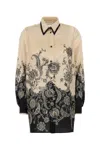 Zimmermann White Floral And Paisley Print Shirt With Contrasting Trim In Multi