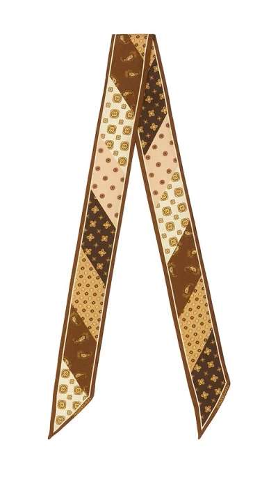 Zimmermann Printed Silk Ribbon Scarf In Chevron Chocolate