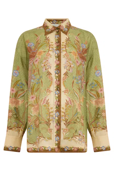 Zimmermann Printed Silk Shirt In Multicolor