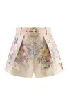 Zimmermann Women Printed Silk Blend Illuminate Shorts In Neutral