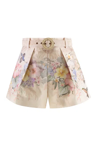 Zimmermann Printed Silk Shorts In Multi