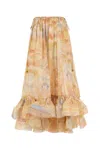 Zimmermann Printed Silk Skirt In Yellow