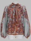 Zimmermann Printed Silk Tie-neck Blouse In Multi