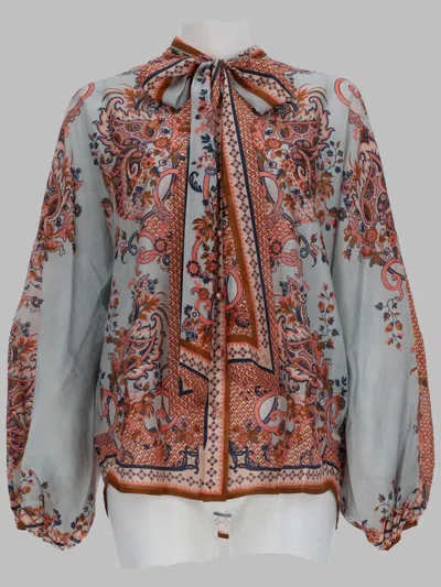 Zimmermann Printed Silk Tie-neck Blouse In Multicolour