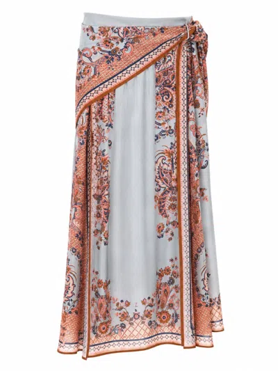 Zimmermann Printed Silk Wrap Maxi Skirt In Multicolour
