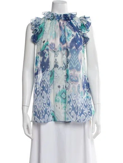 Pre-owned Zimmermann Printed Sleeveless Blouse In White