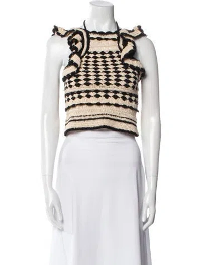 Pre-owned Zimmermann Printed Square Neckline Crop Top In Neutral