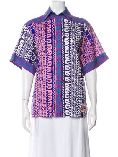 Pre-owned Zimmermann Printed Square Neckline Top In Purple