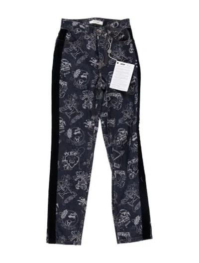 Pre-owned Zimmermann Printed Straight Leg Pants W/ Tags In Blue