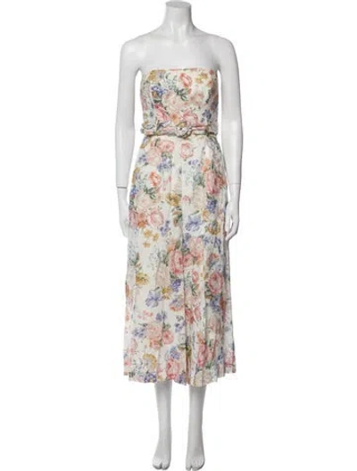 Pre-owned Zimmermann Printed Strapless Jumpsuit In Neutral
