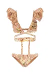 Zimmermann Printed Stretch Nylon Bikini In Neutral