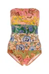 Zimmermann Junie Placement Bandeau One Piece Multi Floral 0 In Multifloral